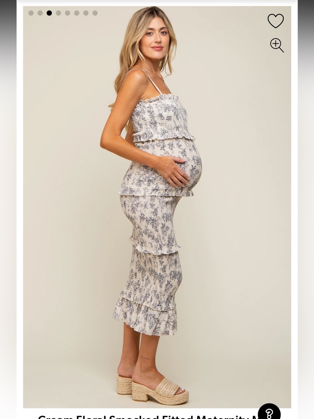 Pinkblush Floral Maternity Midi Dress in Light Gray and Lavender - Picture 3 of 5